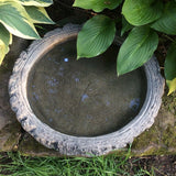 STONE GARDEN LOG STYLE BIRD BATH TOP FEEDER BOWL ORNAMENT