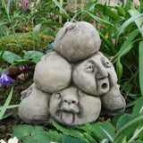 STONE GARDEN COMEDY HEAD PILE UP ORNAMENT FUNNY FACES STATUE