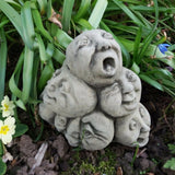 STONE GARDEN COMEDY HEAD PILE UP ORNAMENT FUNNY FACES STATUE