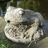 STONE GARDEN LARGE FROG TOAD POND WATER FEATURE SPOUT FOUNTAIN ORNAMENT