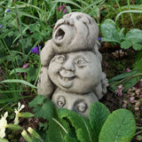 STONE GARDEN COMEDY HEAD PILE UP ORNAMENT FUNNY FACES STATUE