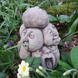 STONE GARDEN COMEDY HEAD PILE UP ORNAMENT FUNNY FACES STATUE