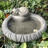 STONE GARDEN SMALL KITTEN BIRD BATH BIRD TOP FEEDER