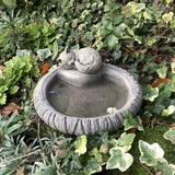 STONE GARDEN SMALL KITTEN BIRD BATH BIRD TOP FEEDER