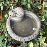 STONE GARDEN SMALL KITTEN BIRD BATH BIRD TOP FEEDER