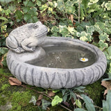 STONE GARDEN SMALL FROG BIRD BATH BIRD TOP FEEDER