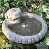 STONE GARDEN SMALL FROG BIRD BATH BIRD TOP FEEDER