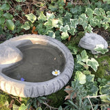 STONE GARDEN SMALL FROG BIRD BATH BIRD TOP FEEDER