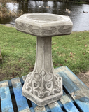 STONE GARDEN LARGE ART DECO BIRD BATH FEEDER ORNAMENT