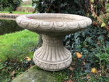 STONE GARDEN ROUND PEDESTAL BIRD BATH BIRD FEEDER BOWL DISH ORNAMENT