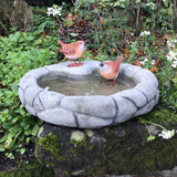 STONE GARDEN PEBBLE BIRD BATH DISH FEEDER BOWL DISH ORNAMENT WITH RESIN WRENS