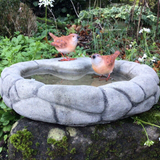 STONE GARDEN PEBBLE BIRD BATH DISH FEEDER BOWL DISH ORNAMENT WITH RESIN WRENS
