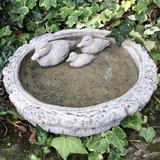 STONE GARDEN LOG BIRD BATH TOP FEEDER BOWL REPLACEMENT DISH ORNAMENT WITH DUCKS