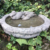 STONE GARDEN LOG BIRD BATH TOP FEEDER BOWL REPLACEMENT DISH ORNAMENT WITH DUCKS