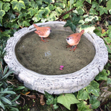 STONE GARDEN LOG BIRD BATH TOP FEEDER BOWL REPLACEMENT DISH ORNAMENT WITH WRENS