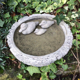 STONE GARDEN LOG BIRD BATH TOP FEEDER BOWL REPLACEMENT DISH ORNAMENT WITH DUCKS