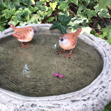 STONE GARDEN LOG BIRD BATH TOP FEEDER BOWL REPLACEMENT DISH ORNAMENT WITH WRENS