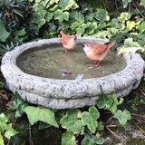 STONE GARDEN LOG BIRD BATH TOP FEEDER BOWL REPLACEMENT DISH ORNAMENT WITH WRENS