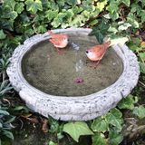 STONE GARDEN LOG BIRD BATH TOP FEEDER BOWL REPLACEMENT DISH ORNAMENT WITH WRENS