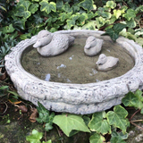 STONE GARDEN LOG BIRD BATH TOP FEEDER BOWL REPLACEMENT DISH ORNAMENT WITH DUCKS