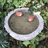 STONE GARDEN LOG BIRD BATH TOP FEEDER BOWL REPLACEMENT DISH ORNAMENT WITH WRENS