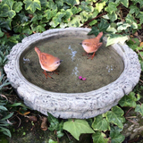 STONE GARDEN LOG BIRD BATH TOP FEEDER BOWL REPLACEMENT DISH ORNAMENT WITH WRENS