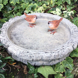 STONE GARDEN LOG BIRD BATH TOP FEEDER BOWL REPLACEMENT DISH ORNAMENT WITH WRENS