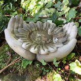 STONE GARDEN HANDS SUNFLOWER DISH BIRD SEED FEEDER BOWL BATH ORNAMENT
