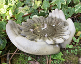 STONE GARDEN HANDS SUNFLOWER DISH BIRD SEED FEEDER BOWL BATH ORNAMENT
