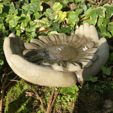 STONE GARDEN HANDS SUNFLOWER DISH BIRD SEED FEEDER BOWL BATH ORNAMENT