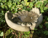 STONE GARDEN HANDS SUNFLOWER DISH BIRD SEED FEEDER BOWL BATH ORNAMENT