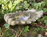 STONE GARDEN HANDS SUNFLOWER DISH BIRD SEED FEEDER BOWL BATH ORNAMENT
