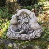 STONE GARDEN PLANT POT LEAF BIRD SEED FEEDER ORNAMENT