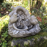 STONE GARDEN PLANT POT LEAF BIRD SEED FEEDER ORNAMENT