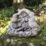 STONE GARDEN PLANT POT LEAF BIRD SEED FEEDER ORNAMENT