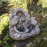 STONE GARDEN PLANT POT LEAF BIRD SEED FEEDER ORNAMENT