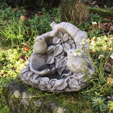 STONE GARDEN PLANT POT LEAF BIRD SEED FEEDER ORNAMENT