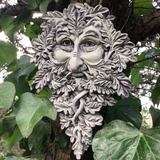 STONE GARDEN SMALL TWISTED BEARD LEAFY GREEN MAN  FACE WALL PLAQUE