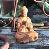 CAST IRON METAL RUSTY SMALL SITTING MEDITATING BUDDHA GARDEN ORNAMENT