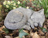 STONE GARDEN SLEEPING CAT ORNAMENT STATUE MEMORIAL