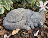 STONE GARDEN SLEEPING CAT ORNAMENT STATUE MEMORIAL