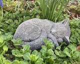 STONE GARDEN SLEEPING CAT ORNAMENT STATUE MEMORIAL