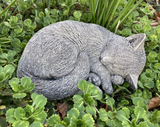 STONE GARDEN SLEEPING CAT ORNAMENT STATUE MEMORIAL