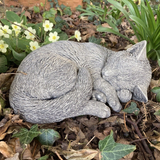 STONE GARDEN SLEEPING CAT ORNAMENT STATUE MEMORIAL