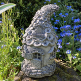 STONE GARDEN SMALL FLORAL FAIRY HOUSE COTTAGE ORNAMENT