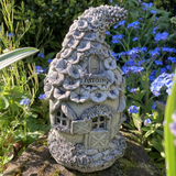 STONE GARDEN SMALL FLORAL FAIRY HOUSE COTTAGE ORNAMENT
