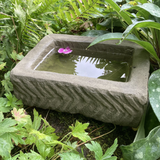 STONE GARDEN OLD STYLE RECTANGULAR ROCKERY BIRD BATH MINI POND TROUGH BOWL