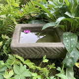 STONE GARDEN OLD STYLE RECTANGULAR ROCKERY BIRD BATH MINI POND TROUGH BOWL