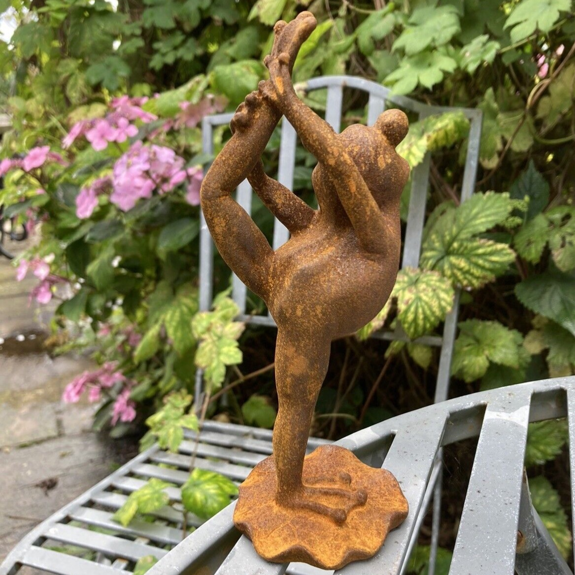 Stretching Yoga Frog Garden Sculpture