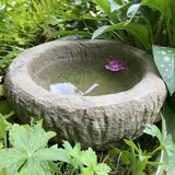 STONE GARDEN OLD STYLE ROUND ROCKERY BIRD BATH FEEDER DISH BOWL